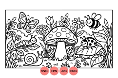 Hand Drawn Cute Garden Insect Coloring Svg Product Image 1