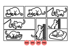 Playful Cat Activities SVG Clipart Product Image 1