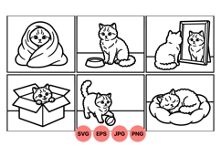 Cute Kitten Line Art Clipart for Crafts Product Image 1