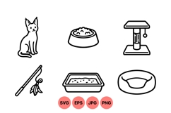 Minimal Cat Accessories Vector Clipart Product Image 1