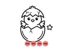 Cute Cartoon Baby Chick Svg For Crafts Product Image 1