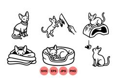 Hand Drawn Cat Playing And Sleeping Vector Illustrations Product Image 1