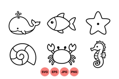 Hand Drawn Cute Ocean Animals Svg Product Image 1