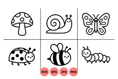 Hand Drawn Cute Garden Bugs Svg Icon Product Image 1
