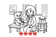 Hand Drawn Doctor Teddy Bear Medical Clipart Product Image 1