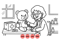 Cute Teddy Doctor Medical Illustration SVG Product Image 1