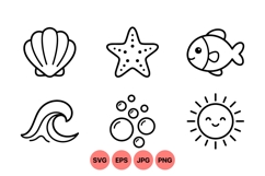 Hand Drawn Ocean Icon Design For Crafts Product Image 1