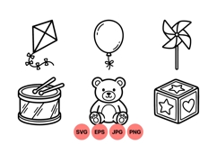 Hand Drawn Kids Toy Icons Clipart Product Image 1