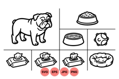 Line Art Bulldog And Pet Essential Graphics Product Image 1