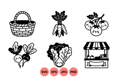 Hand Drawn Farm Fresh Vegetable Clipart Design Product Image 1