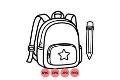 Hand Drawn School Backpack And Pencil Illustration Product Image 1