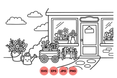 Hand Drawn Flower Shop Line Art Illustration Product Image 1