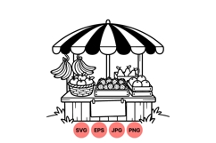 Farmers Market Fruit Stall Vector Clipart Illustration Product Image 1