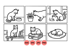 Cute Cat Daily Life Vector Illustrations For Crafts Product Image 1