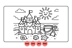 Hand Drawn Summer Beach Sandcastle Clipart Design Product Image 1