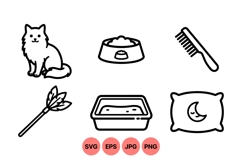 Line Art Cat Care Icons For Pet Projects Product Image 1