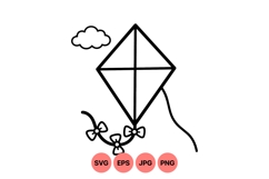 Minimalist Line Art Kite Illustration For Printables Product Image 1