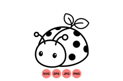 Cute Ladybug SVG Line Art Design For Kids Product Image 1