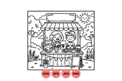 Hand Drawn Kids Lemonade Stand Outline Design Product Image 1