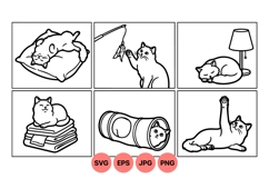 Line Art Cat Illustrations For Craft Use Product Image 1