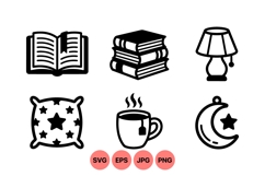 Minimalist Cozy Night Icons For Relaxation Design Product Image 1