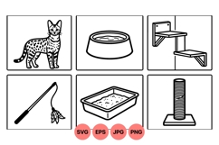 Minimalist Cat Essentials Clipart Product Image 1