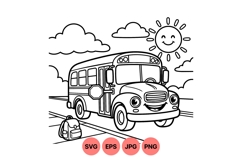 Cute Happy School Bus Cartoon Svg Design Product Image 1