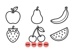 Black Outline Fruit Clipart Vector Design Product Image 1