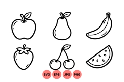 Black Line Fruit Clipart For Crafts Product Image 1