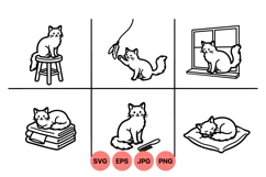 Cute Cat Line Art For Crafting Product Image 1