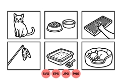 Hand Drawn Cat Care Clipart For Crafts Product Image 1