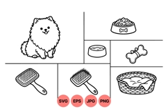 Hand Drawn Pomeranian Dog And Grooming Svg Product Image 1