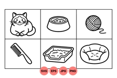 Line Art Cat Essentials Clipart For Crafts Product Image 1