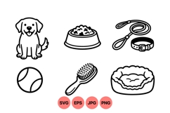 Line Art Dog Care Icons For pet Design Use Product Image 1