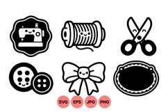 Hand Drawn Cute Sewing Tools Clipart Designs Product Image 1