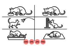 Hand Drawn Cat Outline Clipart For Pet Projects Product Image 1