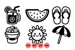 Cute Summer Beach Icons SVG Files Product Image 1