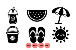 Hand Drawn Summer Beach Clipart For Crafts Product Image 1