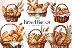Bread Basket Watercolor Sublimation Clipart Product Image 1