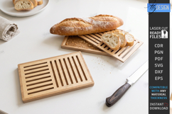Wooden Bread Cutting Board with Crumb Tray Laser Cut Bundle Product Image 3