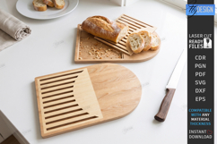 Wooden Bread Cutting Board with Crumb Tray Laser Cut Bundle Product Image 10