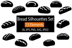 Bread Silhouettes Set / Black And White Breads Clipart Set Product Image 1