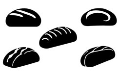Bread Silhouettes Set / Black And White Breads Clipart Set Product Image 2