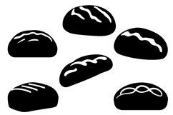 Bread Silhouettes Set / Black And White Breads Clipart Set Product Image 3