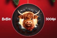 Break Through Bull Christmas Ornament Sublimation Png Product Image 1