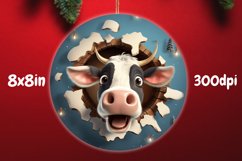 Break Through Cow Christmas Ornament Sublimation Png Product Image 1