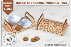 Breakfast Serving Tray Laser Cut Design. Wooden Tray SVG Product Image 1