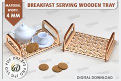Breakfast Serving Tray Laser Cut Design. Wooden Tray SVG Product Image 1