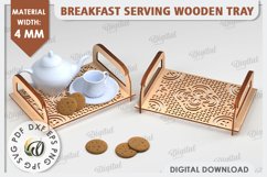 Breakfast Serving Tray Laser Cut Design. Wooden Tray SVG Product Image 1