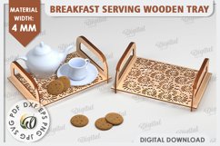 Breakfast Serving Tray Laser Cut Design. Wooden Tray SVG Product Image 1